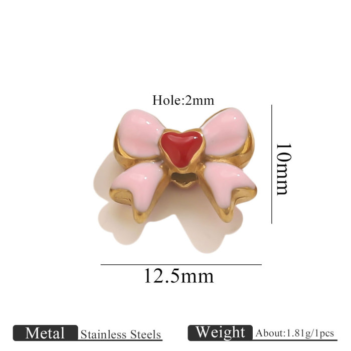 DIY Stainless Steel Jewelry Accessories 18K Gold Plated Oil Drop Bowknot Small Pendant Bracelet Pendant Accessories W...