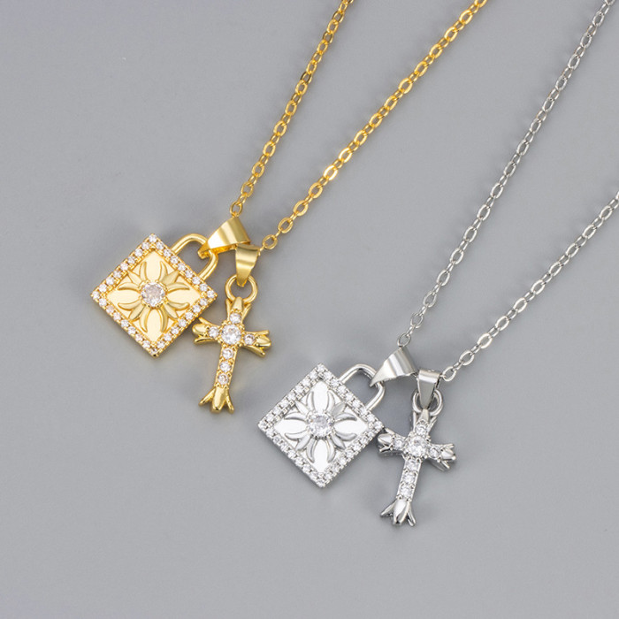 Full Diamond Cross Pendant Necklace 2025 New Model Light Luxury Versatile Niche High-end Exquisite Micro-inlaid Collarbone Chain