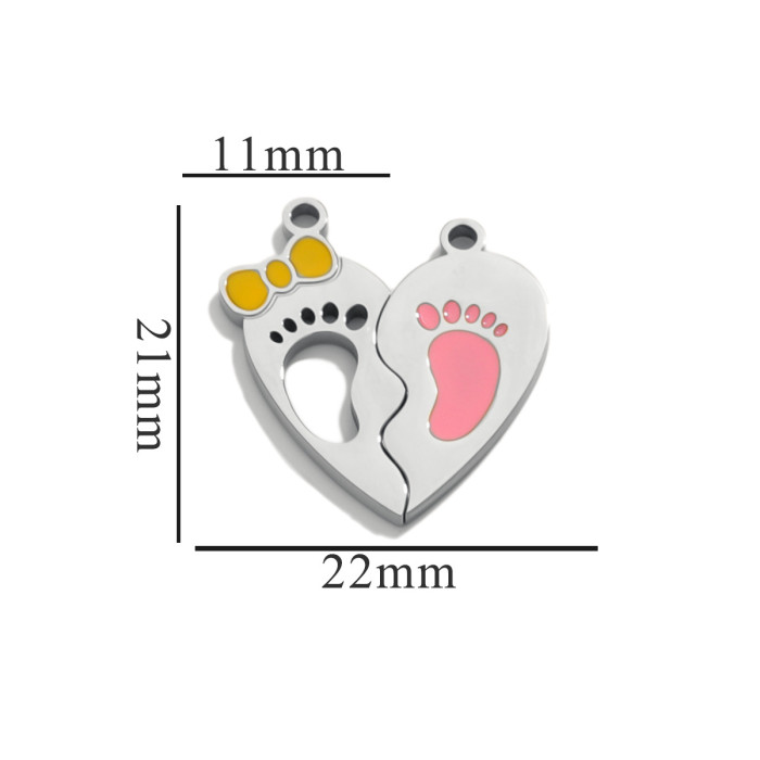 Personalized Fashion Cute DIY Jewelry Accessories 18K Gold Plated Stainless Steel Valentine's Day Couple Jewelry Pend...