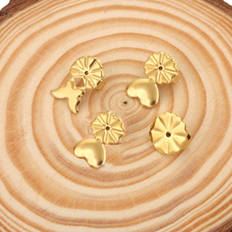 Stainless Steel Ear Plugs Back Device Earring Base Post DIY Heart Butterfly Stopper Cap Ear Stud Making Accessories