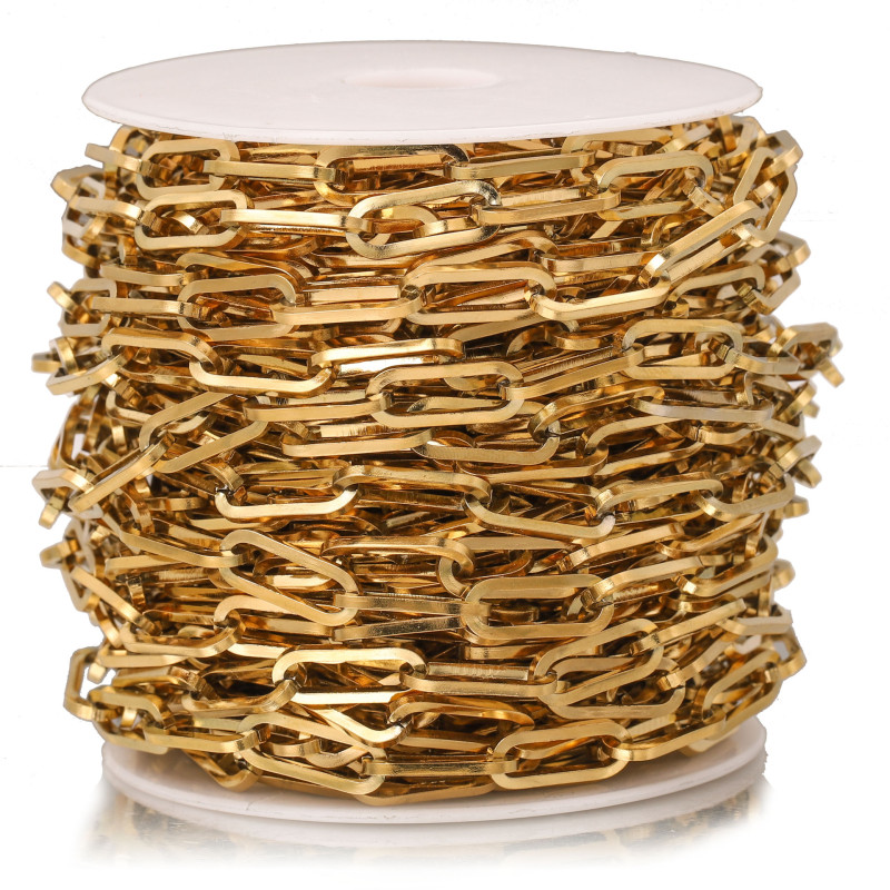 7mm Wide Thick Chain Stainless Steel Flat Chain Long Cross Chain DIY Necklace Bracelet Jewelry Accessories