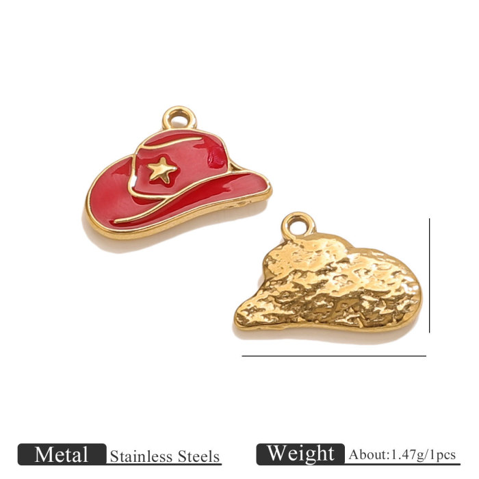 New Stainless Steel 18K Vacuum Electroplated Oil Drop Hat DIY Bracelet Necklace Jewelry Accessories Pendant
