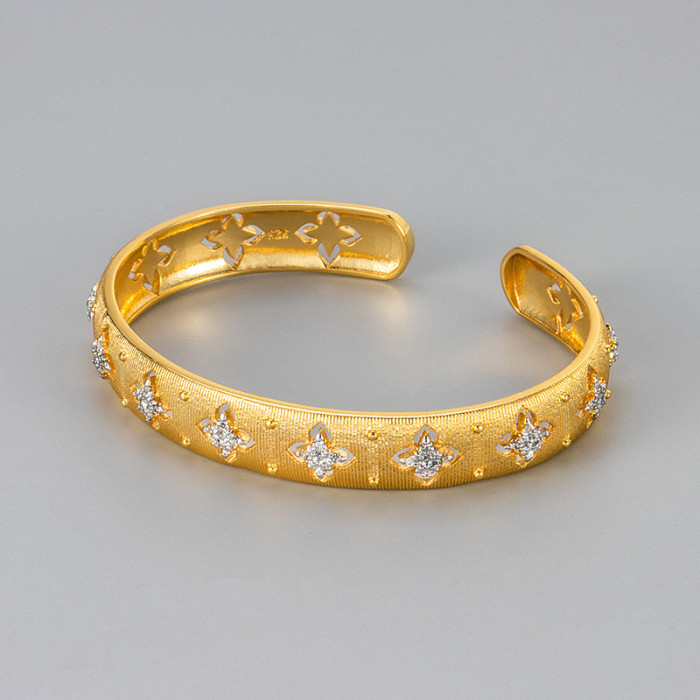 Cross-Border Italian Court Style Brushed Craft Vintage Bracelet Hollow Open Design Bracelet High-End Niche Design