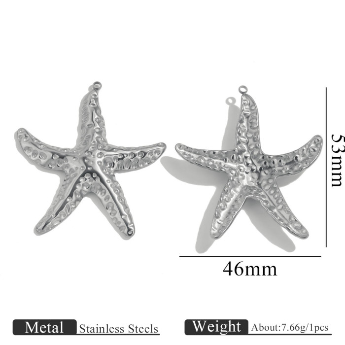 Stainless Steel Shell Ocean Series Starfish Conch Pendant DIY Necklace Accessories