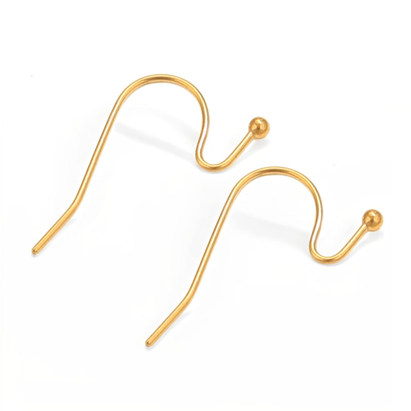 Stainless Steel Beaded Ear Hooks Burnt Bead Ear Hooks Fish Welded Bead Earrings DIY Jewelry Ball Earrings Round Beads