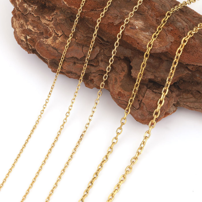 Stainless Steel Chain O-shaped Flat Chain Angled Cross Chain Polished Titanium Steel Electroplated Necklace DIY Jewelry Necklace