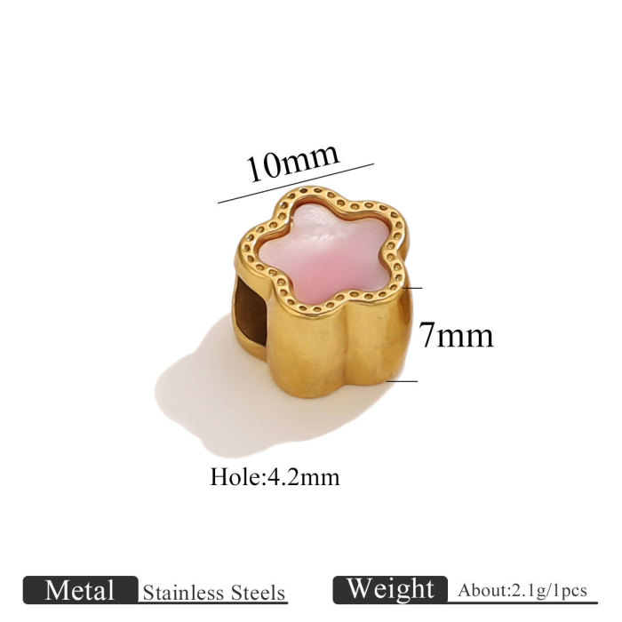 Stainless Steel Perforated Star Beads Cartoon Cute Wind Drop Oil Acrylic Spacer Beads Titanium Steel Jewelry Accessor...