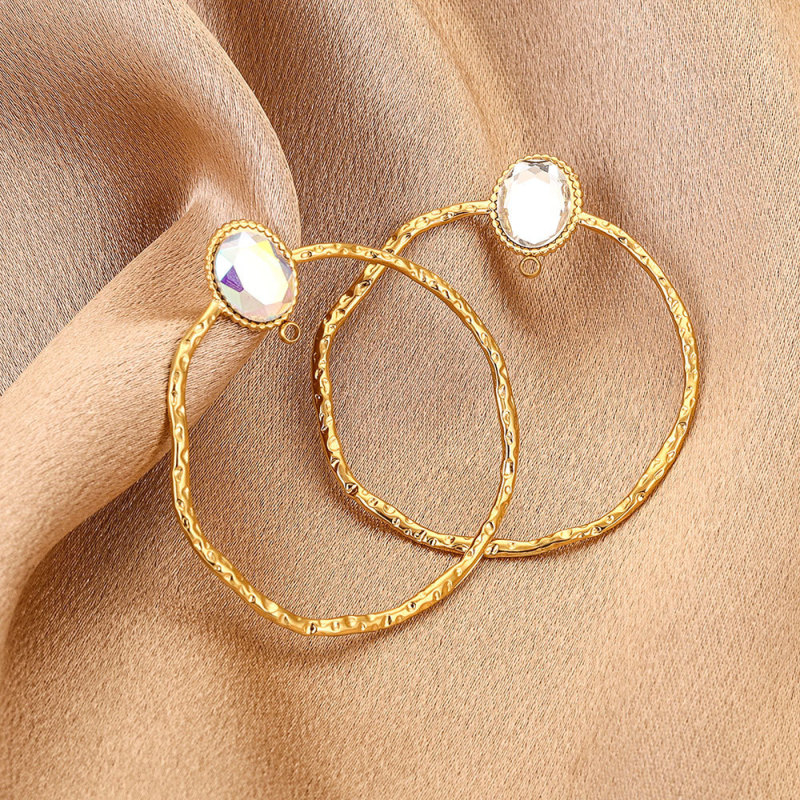 Stainless Steel Crystal Adhesive Holder Round Welding Pin Welding Ring Earrings Inner Hanging Earrings Earring Holder DIY Jewelry Earring Making