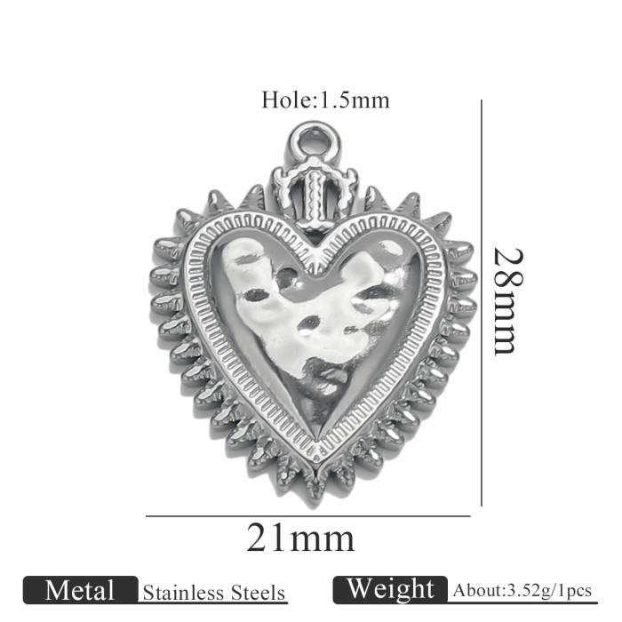 Stainless Steel High-End Fashion Sun Heart 18K Gold Pendant Bracelet Necklace Accessories Titanium Steel DIY Jewelry Components