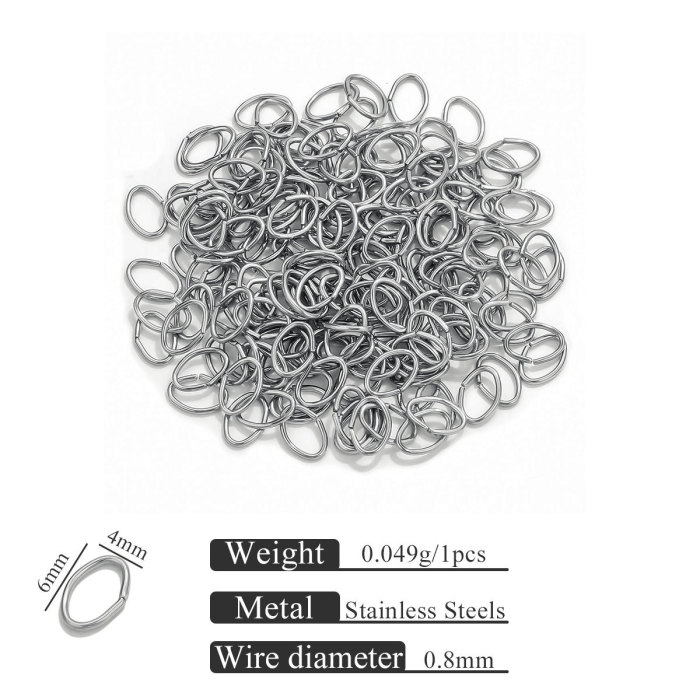 Stainless Steel 18K Vacuum Electroplated Egg-Shaped Open Ring Gold Connector Ring DIY Jewelry Jump Ring Accessories W...