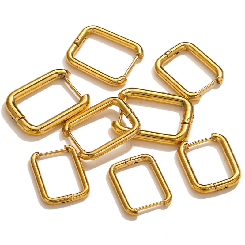 Titanium Steel Square Earrings Simple Fashion Smooth Rectangular Earrings DIY Jewelry Accessories Waterproof Vacuum Plated Jewelry