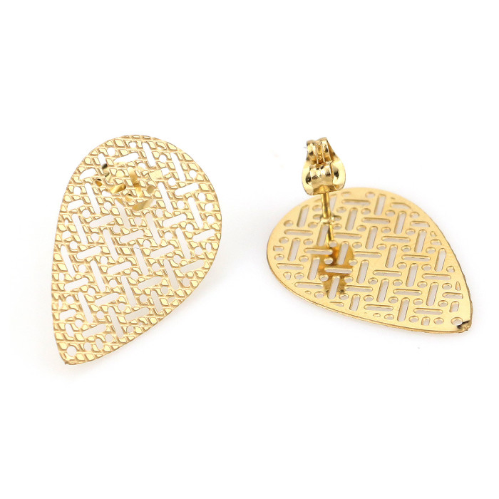 Trendy Earring Studs Empty Mounts 304 Stainless Steel Water Drop Hollow with Hanging Ear Pin Earring Accessories DIY...