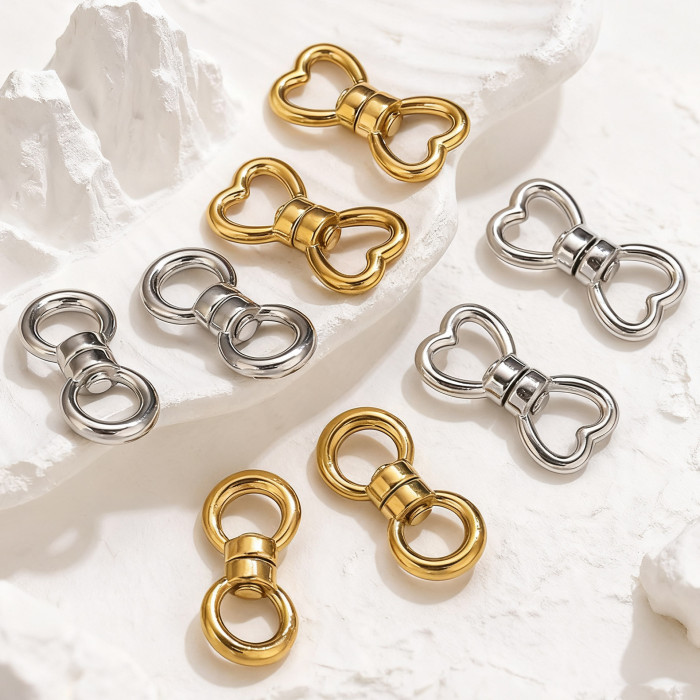 Stainless Steel Metal Swivel Clasp 8-Shaped Clasp Heart-Shaped Loop DIY Bracelet Bag Connector Jewelry Accessories Wh...