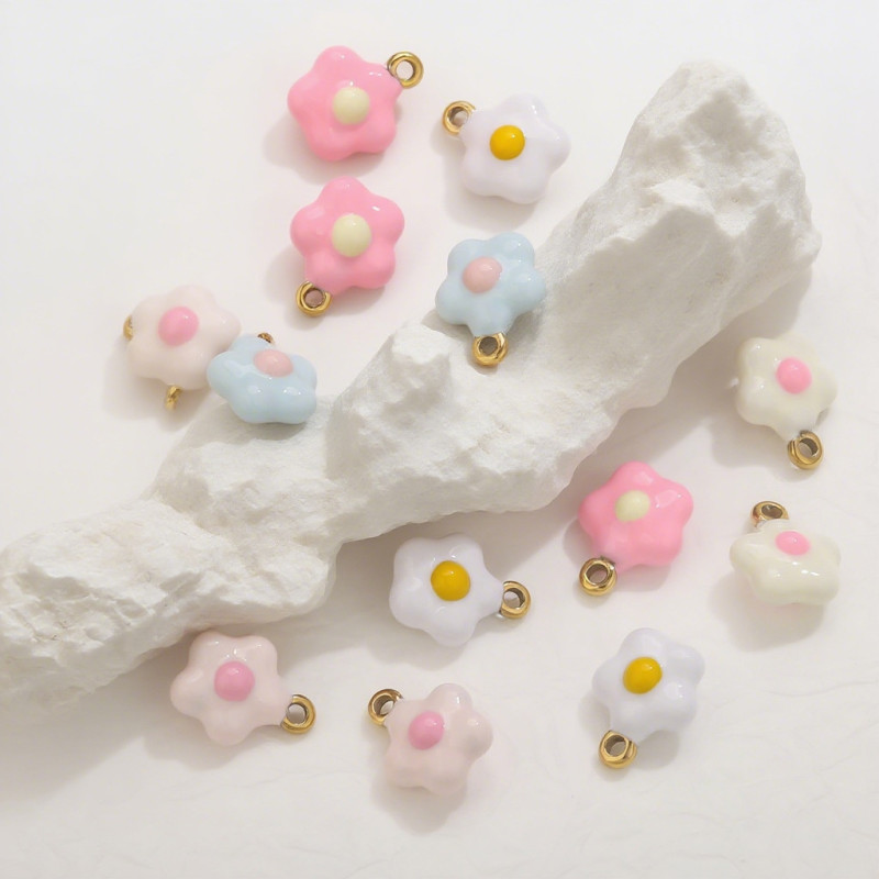 Stainless Steel 18K Vacuum Plating Mini Poached Egg Pendant DIY Jewelry Accessories Creative Fried Egg Small Pendant