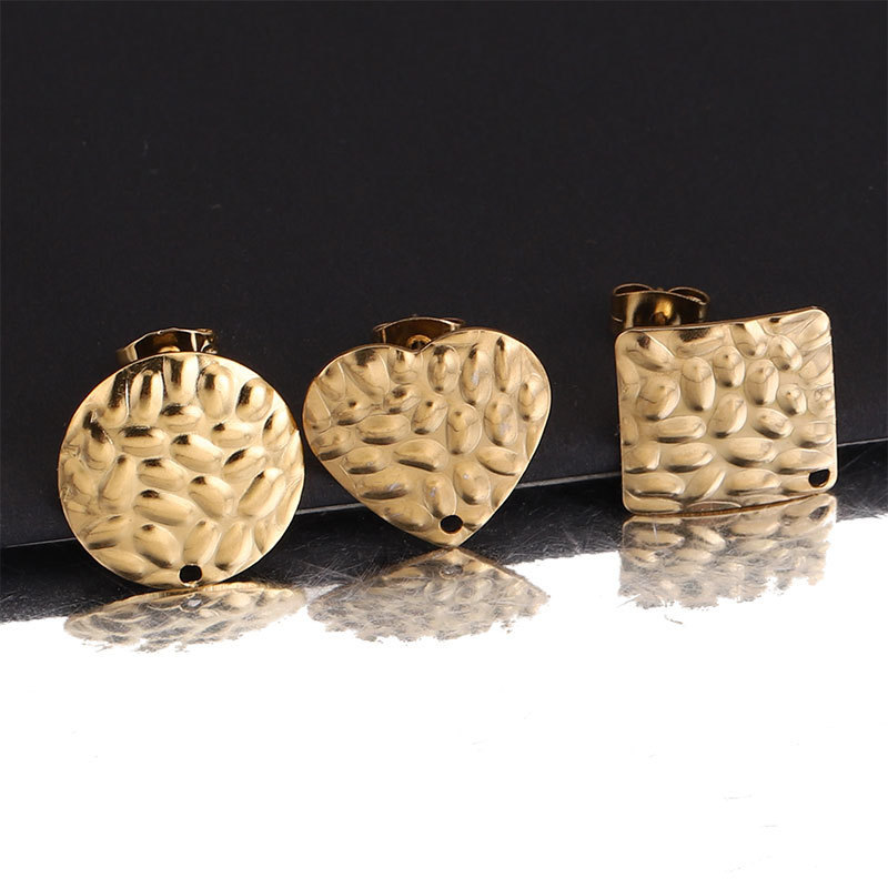 Stainless Steel DIY Irregular Round and Square Earrings for Women, Elegant Simple Trendy Ear Jewelry Studs