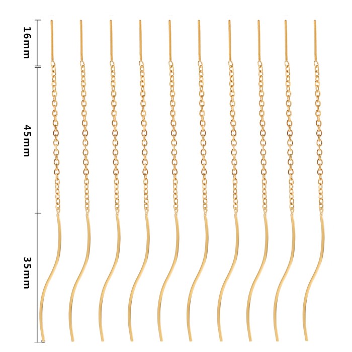 DIY Stainless Steel Ear Wire Titanium Steel Women's Side Chain Box Chain Earrings Cross Chain DIY Jewelry Accessories