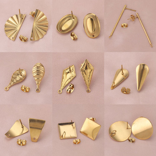 Stainless Steel Earring Accessories Ear Hooks DIY Handmade Round Hoop Bead Earrings Vacuum Gold Plated Ear Jewelry