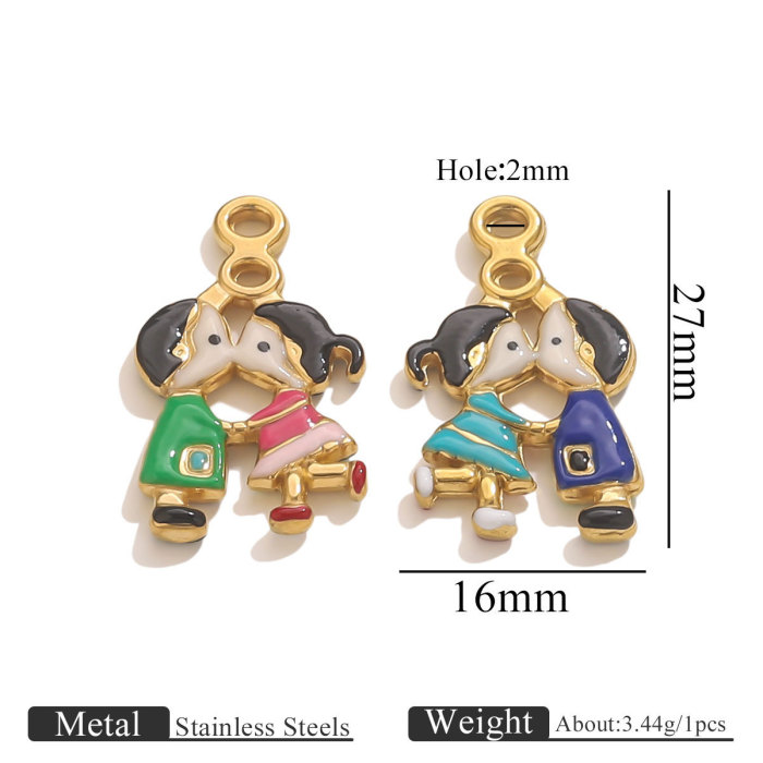 DIY Stainless Steel Trojan Horse Figurine Small Pendant Oil Drop Jewelry Accessories Bracelet Necklace Cartoon Pendan...