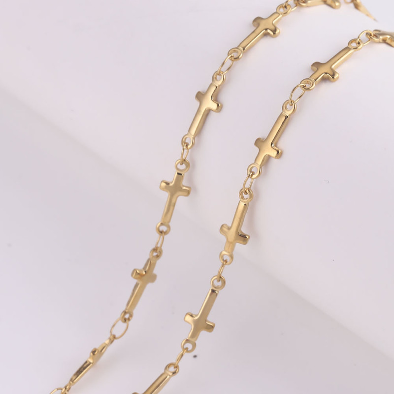 Stainless Steel Vacuum Chain Gold Peach Heart Cross Chain Five-pointed Star Handmade Chain DIY Necklace Jewelry Accessories