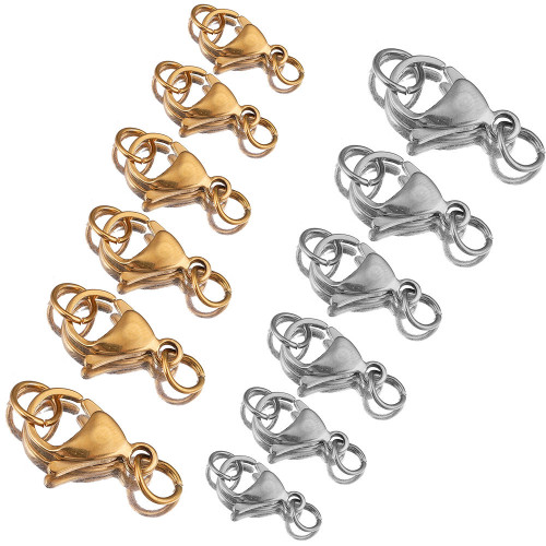 304 Stainless Steel Lobster Clasp with Open Ring Connector Dog Clasp DIY Jewelry Accessories Necklace Clasp Bracelet Clasp