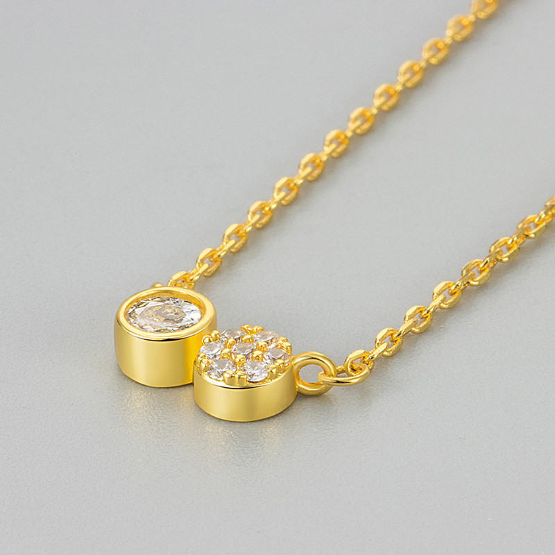 New Geometric Round Necklace Zircon Daily Versatile Commuting Women Light Luxury Fashion Simple Niche Design Exquisite Women