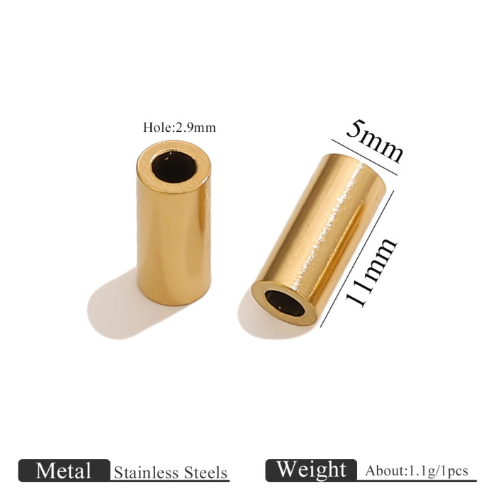 Vintage Gold Long Cylinder Barrel Beads Stainless Steel Through Hole Spacer Beads DIY Bracelet Necklace Jewelry Accessories Wholesale