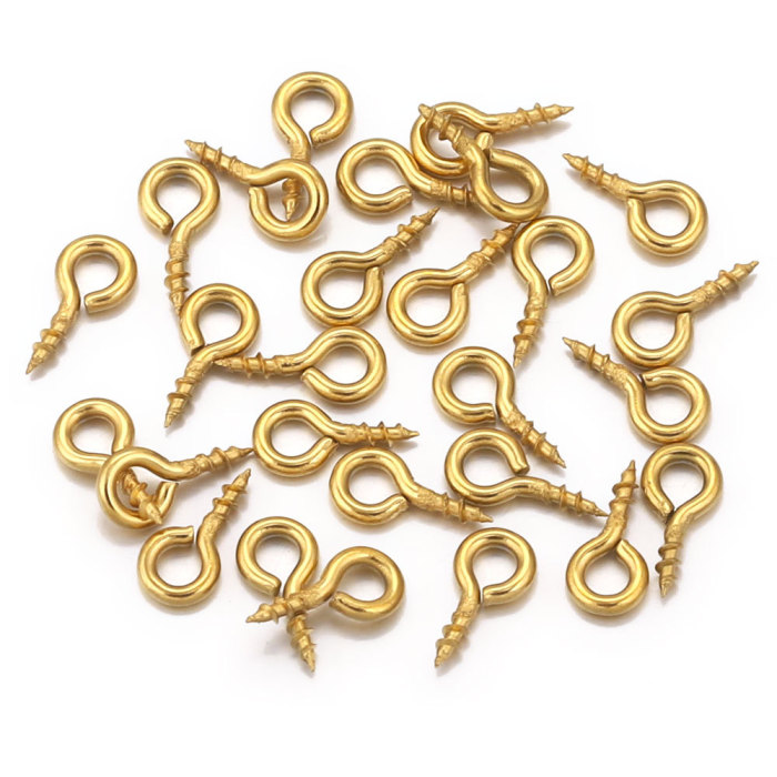 Stainless Steel Eye Pins Gold 9-shaped Screw Pins Necklace Keychain Connection DIY Handmade Jewelry Accessories Wholesale