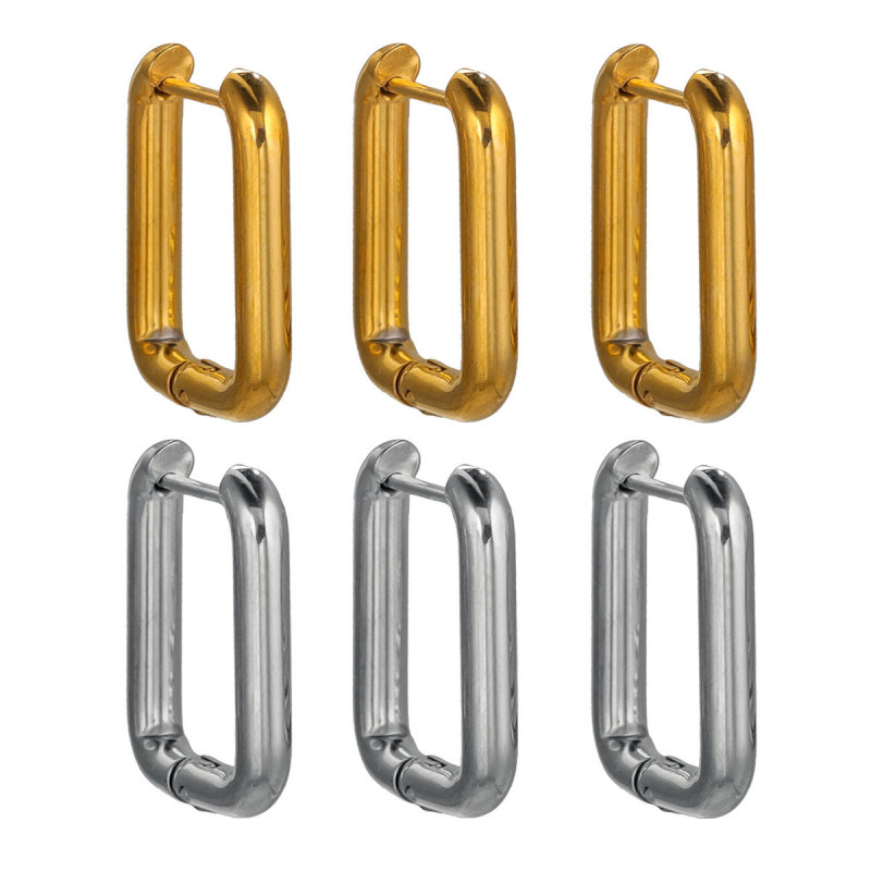 Titanium Steel Square Earrings Simple Fashion Smooth Rectangular Earrings DIY Jewelry Accessories Waterproof Vacuum Plated Jewelry