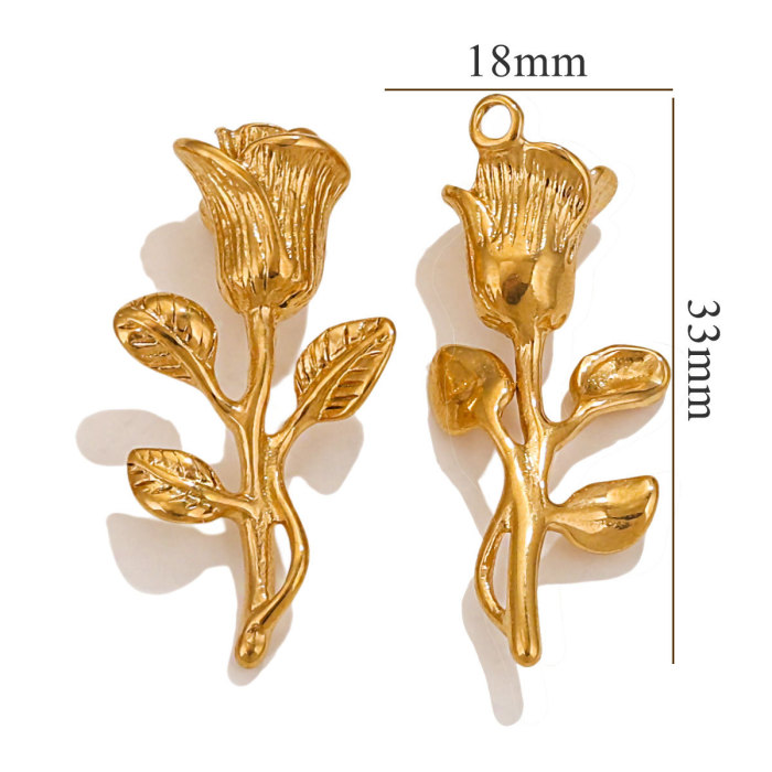 Stainless Steel DIY Pendant Titanium Steel Vacuum Plated 18K Gold Color Retention 3D Rose Gold Fashion Trendy Pendant...