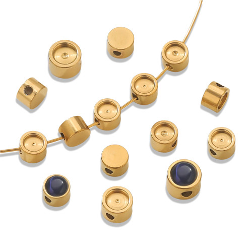 Stainless Steel Round Enamel Beaded Jewelry Round Disc Beads DIY Handmade Bracelet Necklace Accessories