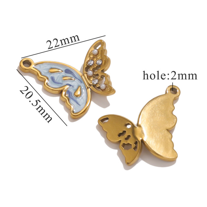 Stainless Steel Butterfly New Retro Butterfly Pattern DIY Pendant Titanium Steel Animal Pattern Niche Accessories Wholesale