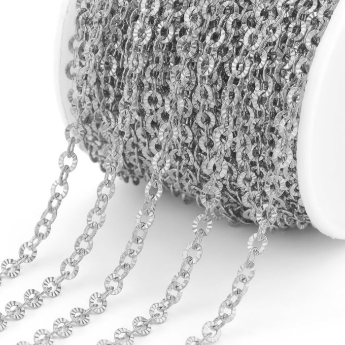 Stainless Steel Sunflower Chain Cross O Embossed Chain Titanium Steel Vacuum Electroplated Gold Chain DIY Necklace Bracelet