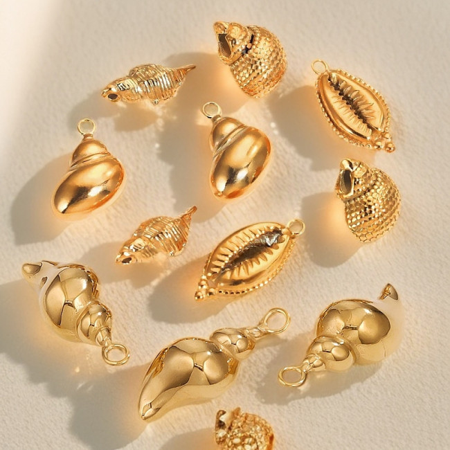 3D Stainless Steel Shell Pendant Conch Ocean Series Bracelet Necklace Material Titanium Steel DIY Jewelry Accessories Factory