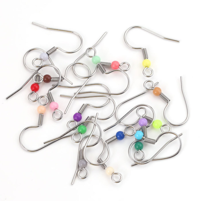 DIY Jewelry Accessories Stainless Steel with Round Beads Ear Hooks Spring Ear Hooks Colorful Earring Accessories Wholesale
