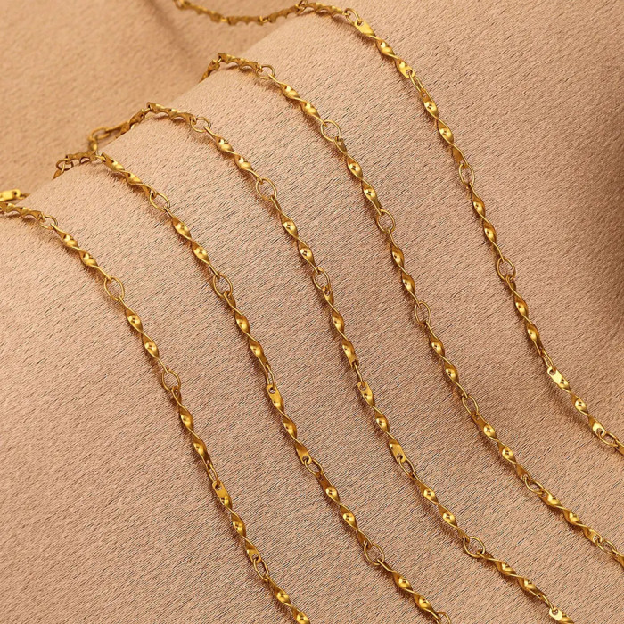 Stainless Steel 18K Gold Plated Twisted Cuban Chain Twisted Loop Chain DIY Necklace Bracelet Jewelry Accessories Making