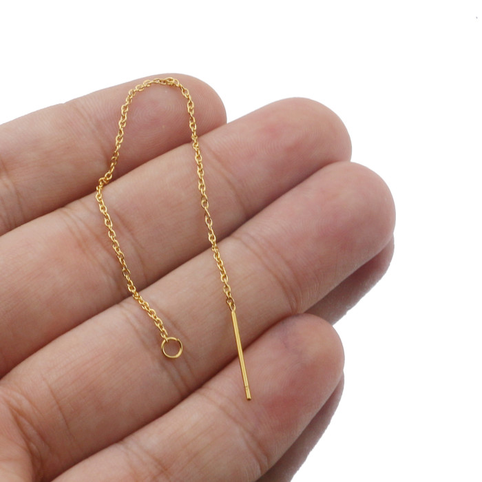 Eco-friendly Stainless Steel Ear Wire Titanium Steel Women's Gold Flat O-shaped Chain Earrings Light Cross Chain DIY...