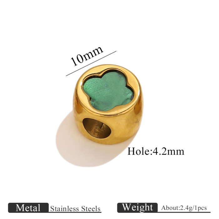 Stainless Steel Large Hole Acrylic Four-Leaf Clover Beads DIY Necklace Bracelet Spacer Beads Jewelry Accessories