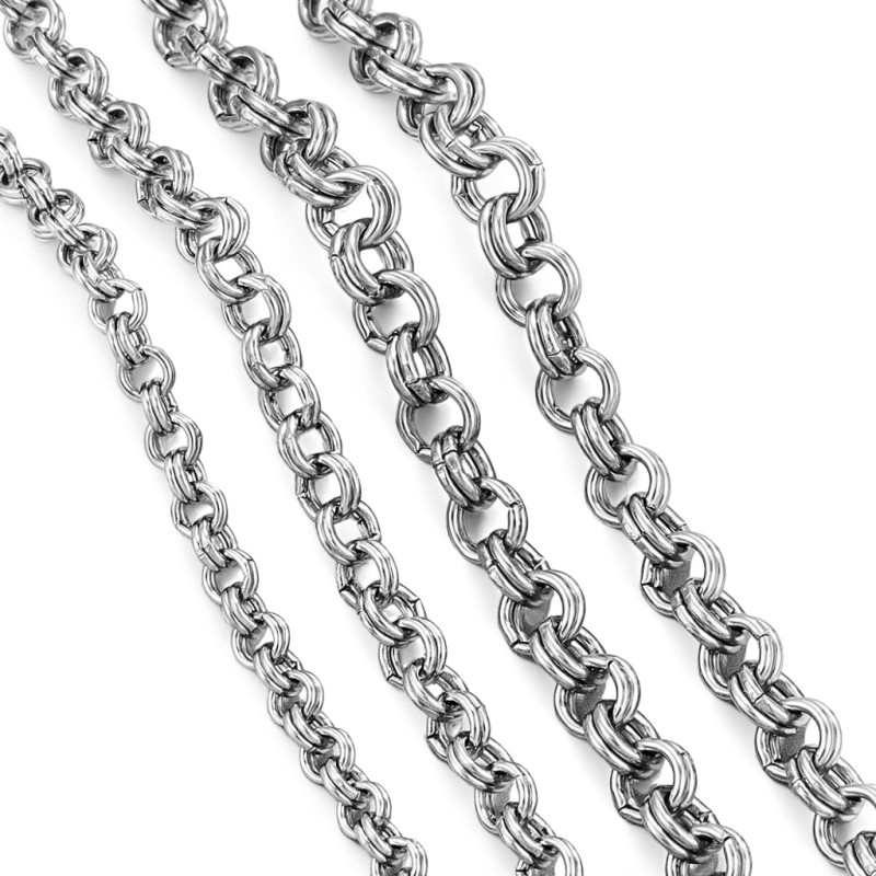 European and American INS Style Stainless Steel Simple OT Buckle Double Circle Titanium Steel Jewelry O-shaped Corner Chain Three-dimensional DIY Bracelet Necklace