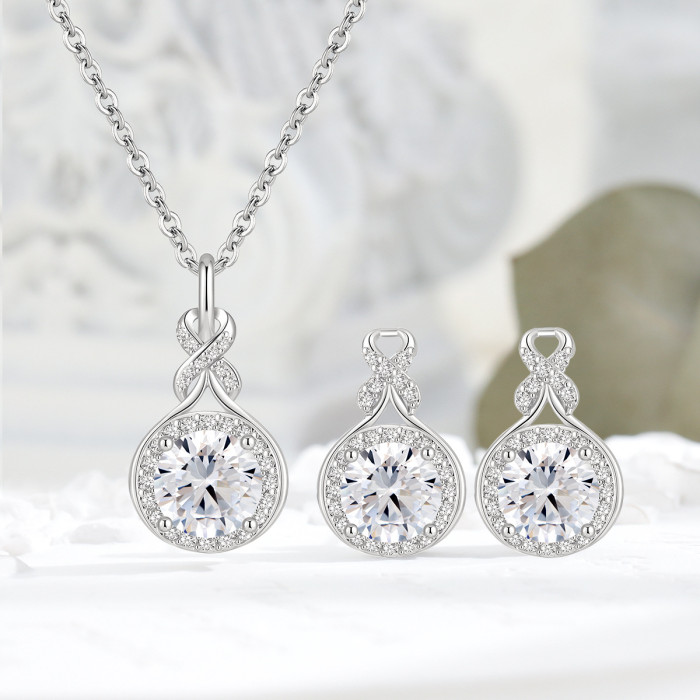 Original Design Light Luxury Water Drop Set for Women Internet Celebrity High-end Mobius Strip Gourd Round Bag Earrin...