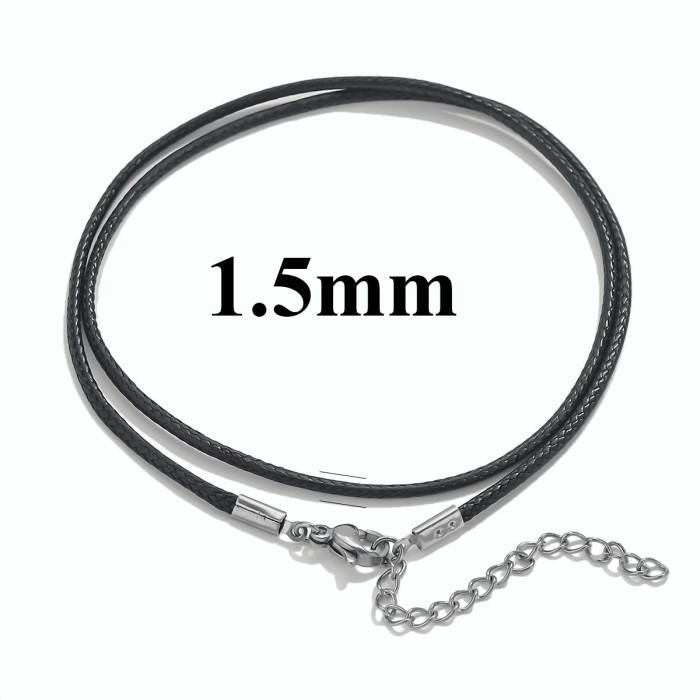 Stainless Steel Adjustable Handmade Hanging Rope Necklace Korean Wax Rope Leather Rope Simple Black DIY Chain Pendant