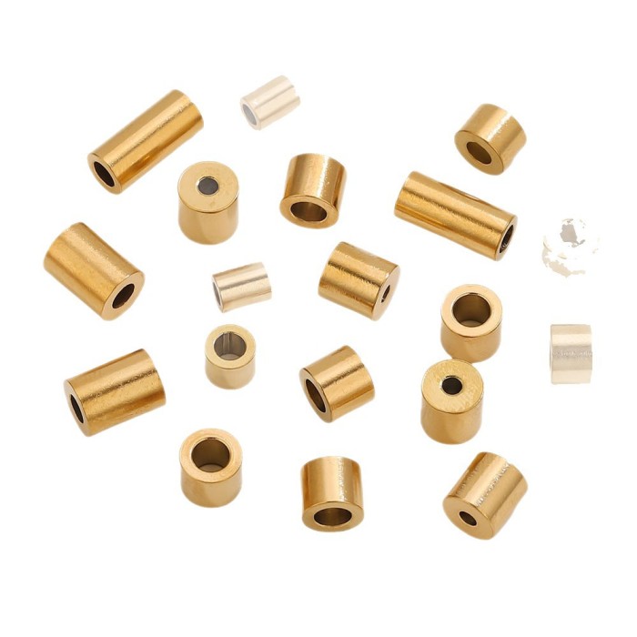 Vintage Gold Long Cylinder Barrel Beads Stainless Steel Through Hole Spacer Beads DIY Bracelet Necklace Jewelry Accessories Wholesale