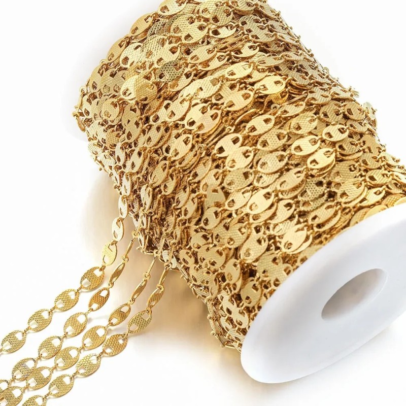 Stainless Steel Pig Nose Chain Bead Flat Bracelet Hip Hop DIY Jewelry Handmade Supplies Accessories Wholesale Bulk