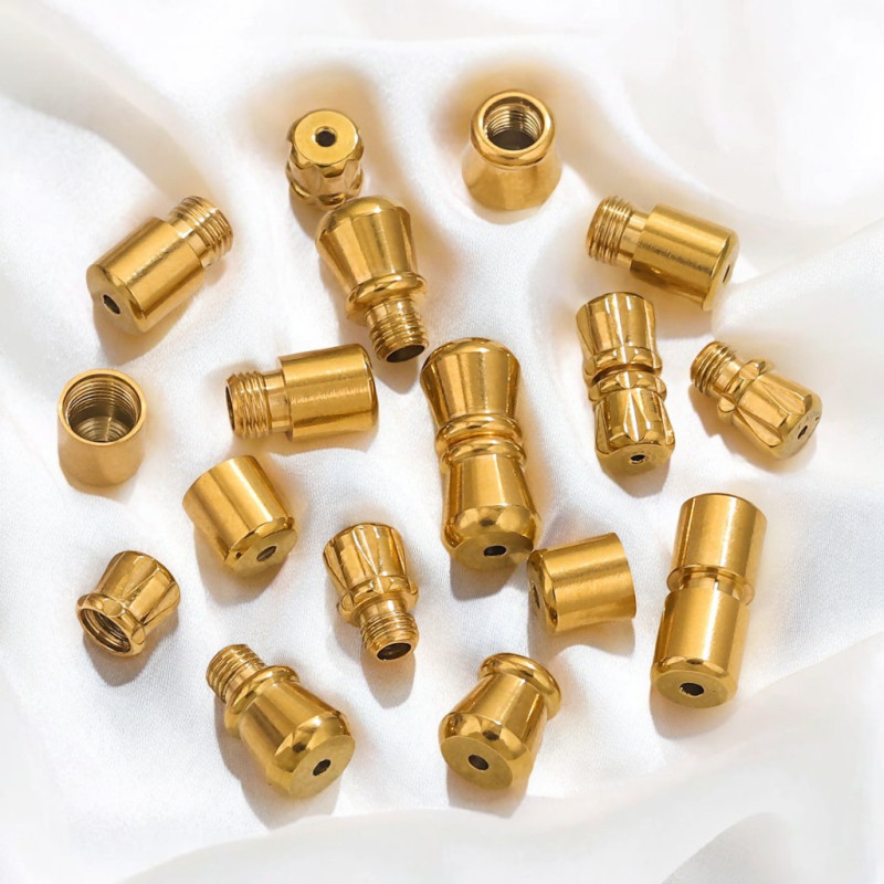 Non-Fading Stainless Steel Titanium Steel Threaded Screw Buckle Peanut Buckle Crystal Pearl Bracelet Buckle Necklace Buckle Head Jewelry Accessories