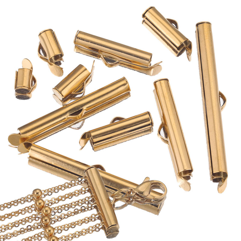 DIY Jewelry Accessories Stainless Steel Bead Chain Tube Sliding Clasp Earring Tassel Connector Tube Sliding Tube Clip Earring Single Slot Slider