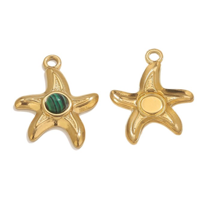 Stainless Steel Starfish Pendant Summer Ocean Series Natural Stone Jewelry Pendant Necklace Accessories