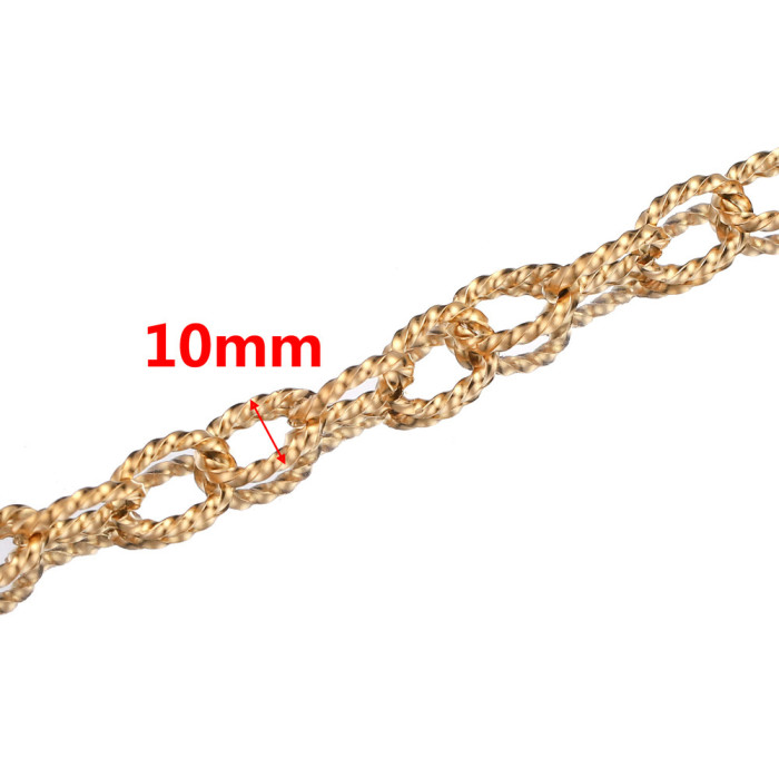 Stainless Steel Twisted 10mm Wide Large Hip-Hop Chain Braided O-Ring Coil Chain DIY Jewelry Accessories Handmade Necklace