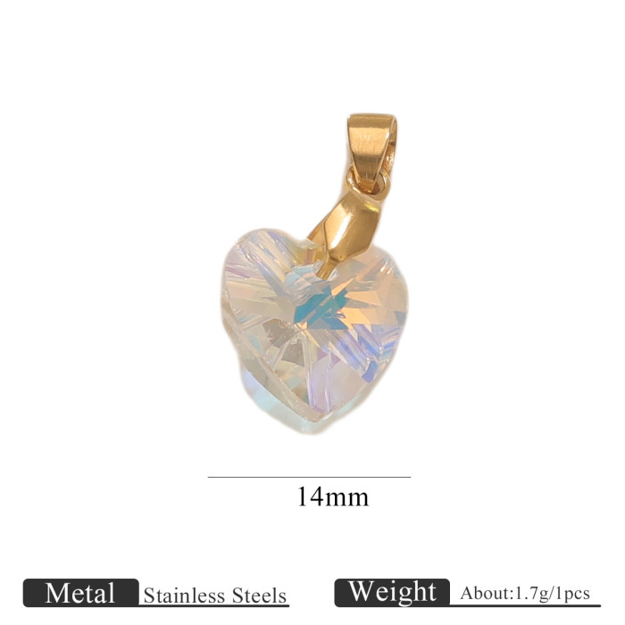 Crystal Pendant Starfish Pentagram Heart-shaped Hanging Pendant Stainless Steel Melon Seed Buckle Transparent Small Pendant DIY Jewelry Accessories