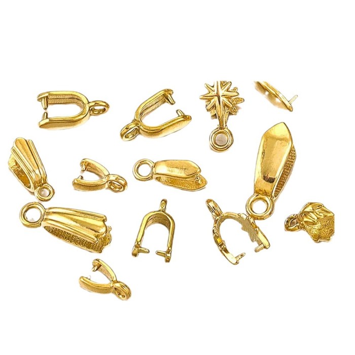 Stainless Steel Casting Jade Pendant Clip Buckle Melon Seed Buckle Titanium Steel DIY Pendant Necklace Earrings Handm...