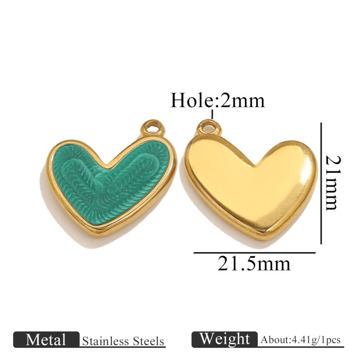 Stainless Steel Gold Enamel Drip Oil Heart Pendant Multiple Colors DIY Necklace Bracelet Jewelry Accessories