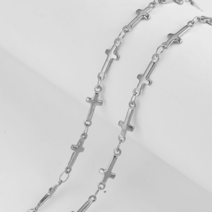 Stainless Steel Vacuum Chain Gold Peach Heart Cross Chain Five-pointed Star Handmade Chain DIY Necklace Jewelry Accessories